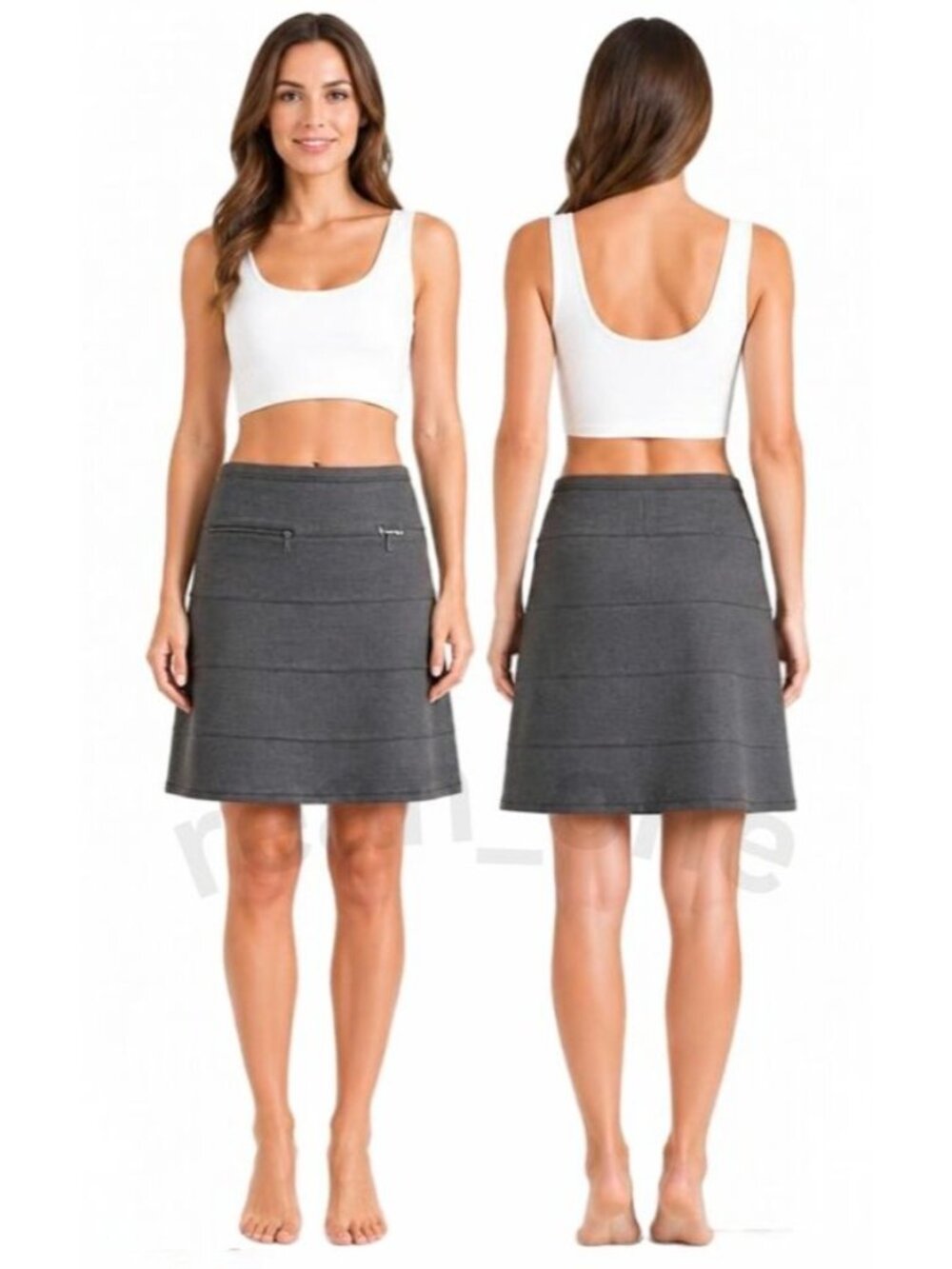 Athleta Strata Gray A Line Zipper Pockets Ponte Mini Skirt Womens Petite Medium
